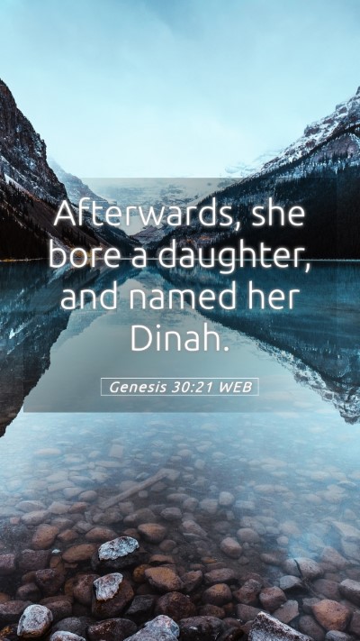 Picture 05 - Genesis 30:21 WEB Mobile Phone Wallpaper - Afterwards, she bore a daughter, and named her - Mobile Bible Verse Wallpaper
