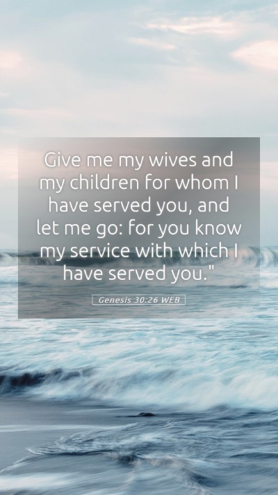 Picture 05 - Genesis 30:26 WEB Mobile Phone Wallpaper - Give me my wives and my children for whom I have - Mobile Bible Verse Wallpaper