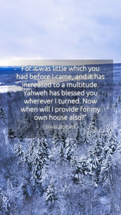 Picture 05 - Genesis 30:30 WEB Mobile Phone Wallpaper - For it was little which you had before I came, - Mobile Bible Verse Wallpaper
