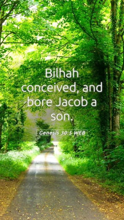 Picture 05 - Genesis 30:5 WEB Mobile Phone Wallpaper - Bilhah conceived, and bore Jacob a - Mobile Bible Verse Wallpaper