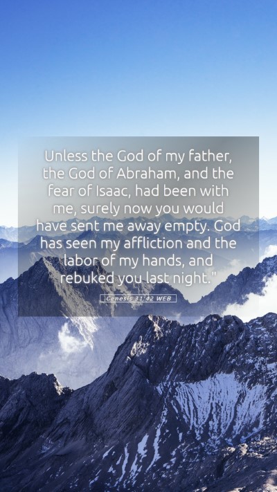 Picture 05 - Genesis 31:42 WEB Mobile Phone Wallpaper - Unless the God of my father, the God of Abraham, - Mobile Bible Verse Wallpaper