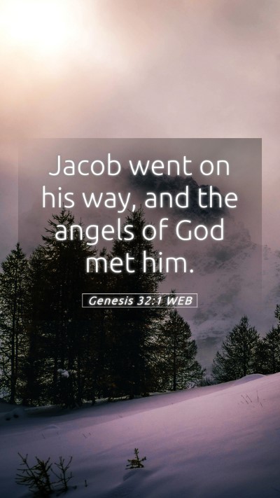 Picture 05 - Genesis 32:1 WEB Mobile Phone Wallpaper - Jacob went on his way, and the angels of God met - Mobile Bible Verse Wallpaper