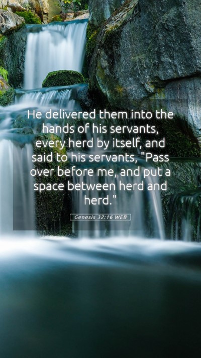 Picture 05 - Genesis 32:16 WEB Mobile Phone Wallpaper - He delivered them into the hands of his servants, - Mobile Bible Verse Wallpaper