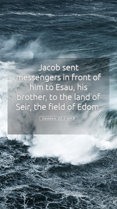 Picture 05 - Genesis 32:3 WEB Mobile Phone Wallpaper - Jacob sent messengers in front of him to Esau, - Mobile Bible Verse Wallpaper