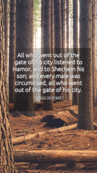 Picture 05 - Genesis 34:24 WEB Mobile Phone Wallpaper - All who went out of the gate of his city listened - Mobile Bible Verse Wallpaper