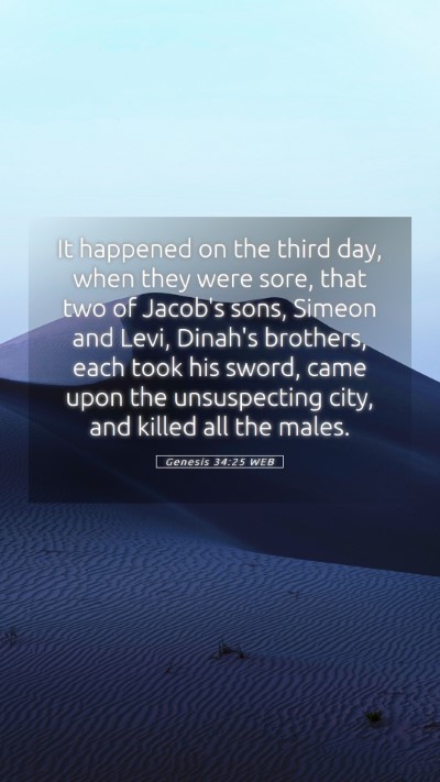 Picture 05 - Genesis 34:25 WEB Mobile Phone Wallpaper - It happened on the third day, when they were - Mobile Bible Verse Wallpaper