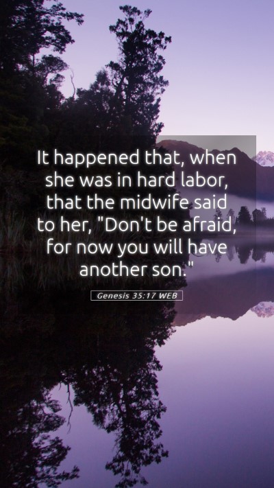 Picture 05 - Genesis 35:17 WEB Mobile Phone Wallpaper - It happened that, when she was in hard labor, - Mobile Bible Verse Wallpaper