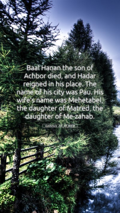Picture 05 - Genesis 36:39 WEB Mobile Phone Wallpaper - Baal Hanan the son of Achbor died, and Hadar - Mobile Bible Verse Wallpaper