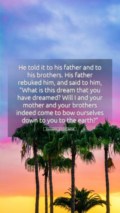 Picture 05 - Genesis 37:10 WEB Mobile Phone Wallpaper - He told it to his father and to his brothers. His - Mobile Bible Verse Wallpaper