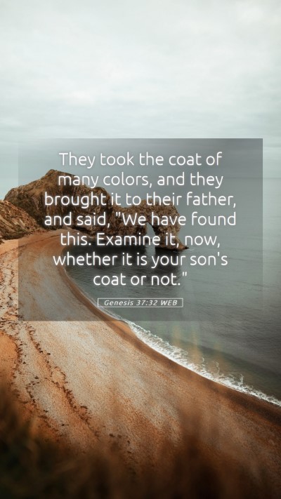 Picture 05 - Genesis 37:32 WEB Mobile Phone Wallpaper - They took the coat of many colors, and they - Mobile Bible Verse Wallpaper