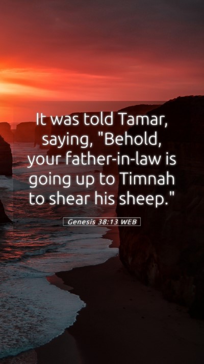Picture 05 - Genesis 38:13 WEB Mobile Phone Wallpaper - It was told Tamar, saying, 