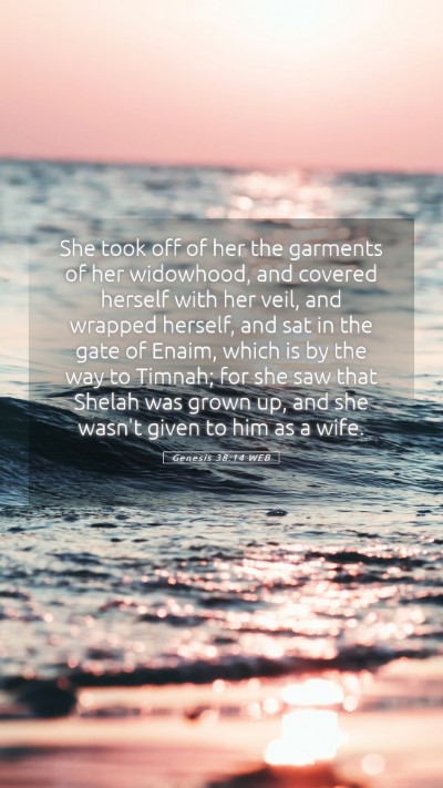 Picture 05 - Genesis 38:14 WEB Mobile Phone Wallpaper - She took off of her the garments of her - Mobile Bible Verse Wallpaper