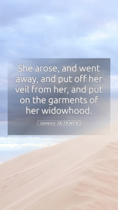 Picture 05 - Genesis 38:19 WEB Mobile Phone Wallpaper - She arose, and went away, and put off her veil - Mobile Bible Verse Wallpaper