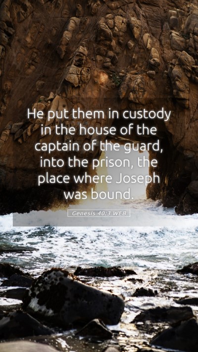 Picture 05 - Genesis 40:3 WEB Mobile Phone Wallpaper - He put them in custody in the house of the - Mobile Bible Verse Wallpaper