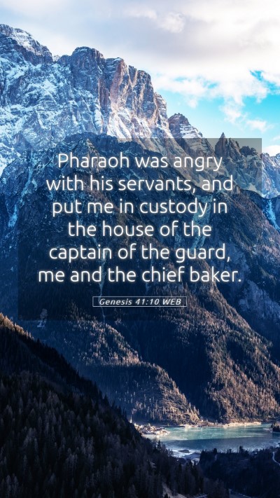 Picture 05 - Genesis 41:10 WEB Mobile Phone Wallpaper - Pharaoh was angry with his servants, and put me - Mobile Bible Verse Wallpaper