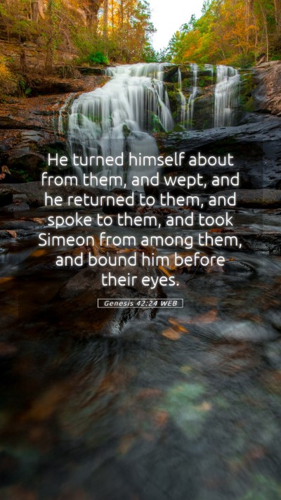 Picture 05 - Genesis 42:24 WEB Mobile Phone Wallpaper - He turned himself about from them, and wept, and - Mobile Bible Verse Wallpaper