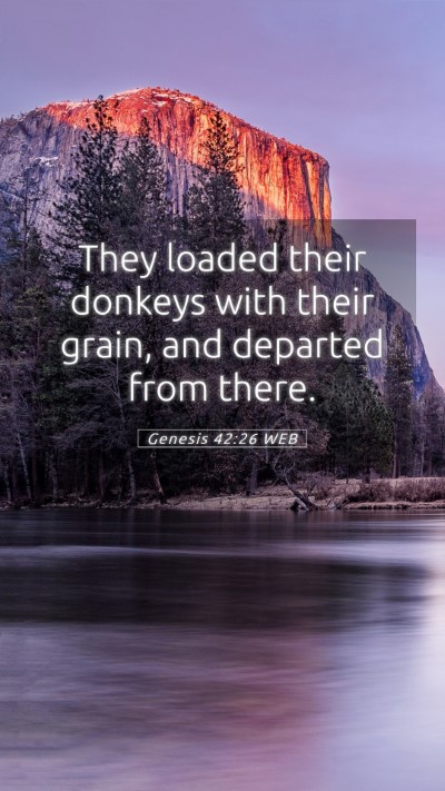 Picture 05 - Genesis 42:26 WEB Mobile Phone Wallpaper - They loaded their donkeys with their grain, and - Mobile Bible Verse Wallpaper