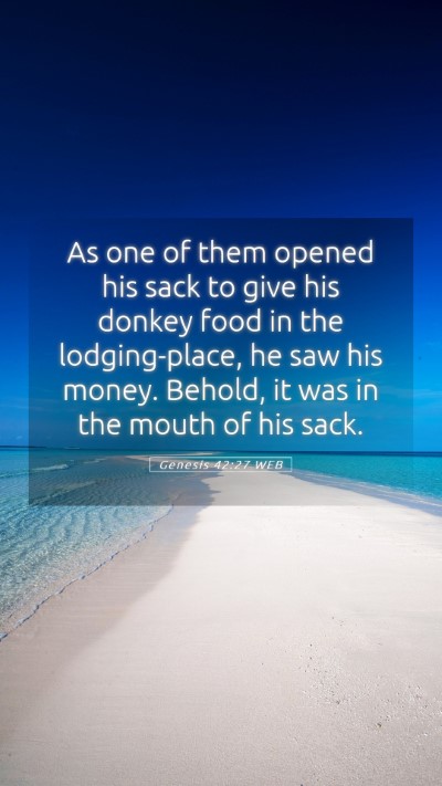 Picture 05 - Genesis 42:27 WEB Mobile Phone Wallpaper - As one of them opened his sack to give his donkey - Mobile Bible Verse Wallpaper