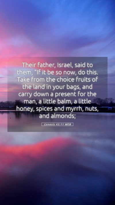 Picture 05 - Genesis 43:11 WEB Mobile Phone Wallpaper - Their father, Israel, said to them, 