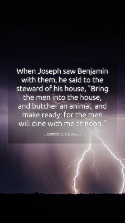 Picture 05 - Genesis 43:16 WEB Mobile Phone Wallpaper - When Joseph saw Benjamin with them, he said to - Mobile Bible Verse Wallpaper