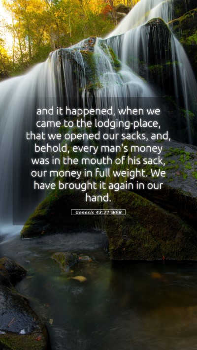 Picture 05 - Genesis 43:21 WEB Mobile Phone Wallpaper - and it happened, when we came to the - Mobile Bible Verse Wallpaper