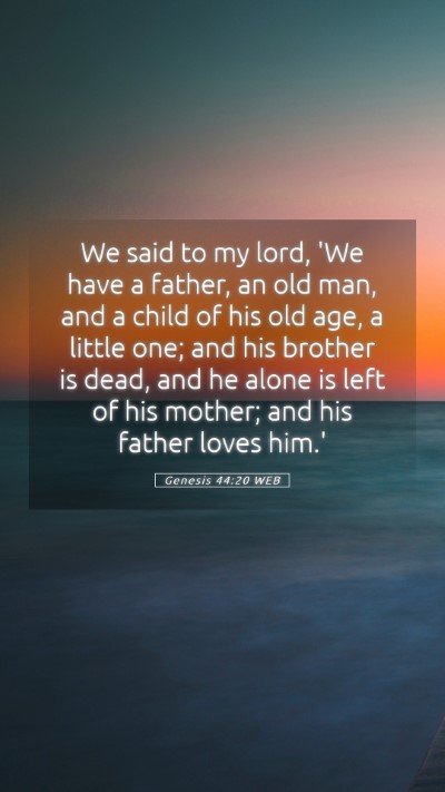 Picture 05 - Genesis 44:20 WEB Mobile Phone Wallpaper - We said to my lord, 'We have a father, an old - Mobile Bible Verse Wallpaper