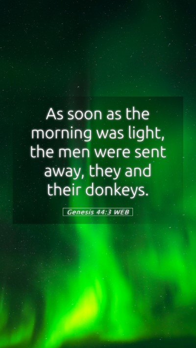 Picture 05 - Genesis 44:3 WEB Mobile Phone Wallpaper - As soon as the morning was light, the men were - Mobile Bible Verse Wallpaper