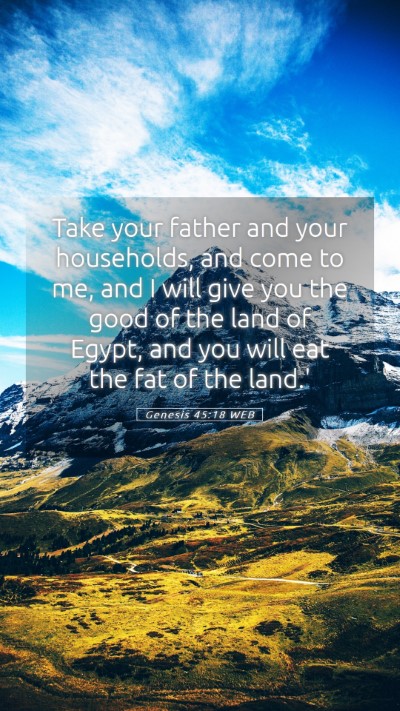 Picture 05 - Genesis 45:18 WEB Mobile Phone Wallpaper - Take your father and your households, and come to - Mobile Bible Verse Wallpaper