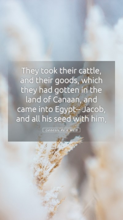 Picture 05 - Genesis 46:6 WEB Mobile Phone Wallpaper - They took their cattle, and their goods, which - Mobile Bible Verse Wallpaper