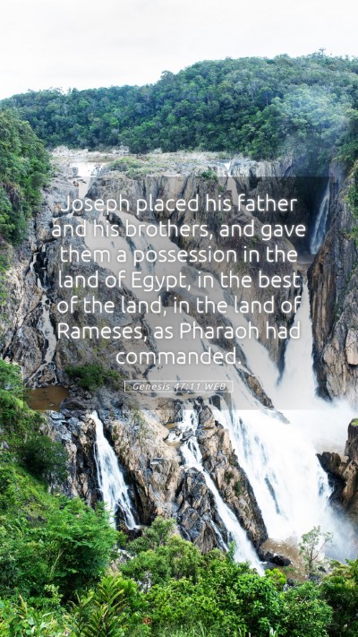 Picture 05 - Genesis 47:11 WEB Mobile Phone Wallpaper - Joseph placed his father and his brothers, and - Mobile Bible Verse Wallpaper