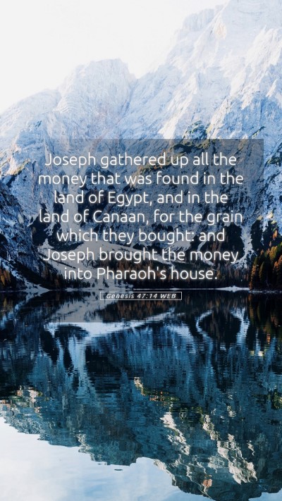 Picture 05 - Genesis 47:14 WEB Mobile Phone Wallpaper - Joseph gathered up all the money that was found - Mobile Bible Verse Wallpaper