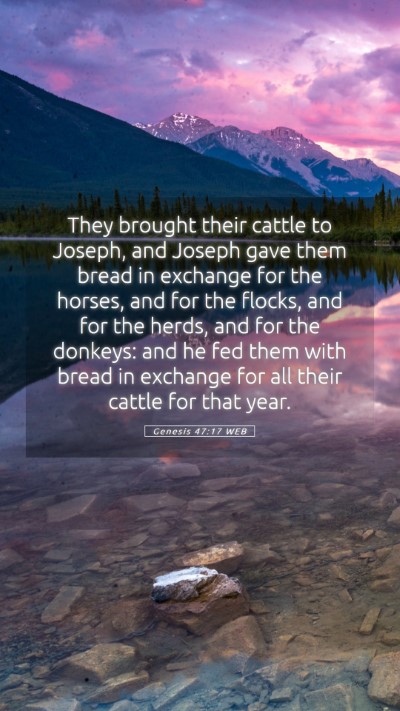 Picture 05 - Genesis 47:17 WEB Mobile Phone Wallpaper - They brought their cattle to Joseph, and Joseph - Mobile Bible Verse Wallpaper
