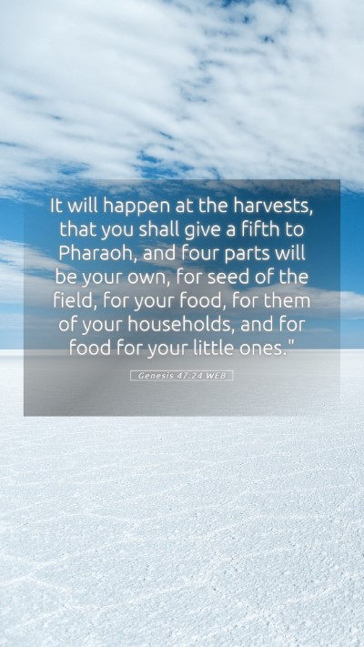 Picture 05 - Genesis 47:24 WEB Mobile Phone Wallpaper - It will happen at the harvests, that you shall - Mobile Bible Verse Wallpaper
