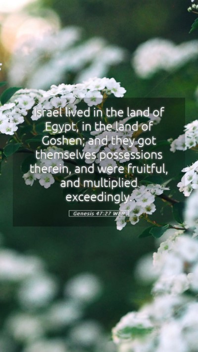 Picture 05 - Genesis 47:27 WEB Mobile Phone Wallpaper - Israel lived in the land of Egypt, in the land of - Mobile Bible Verse Wallpaper