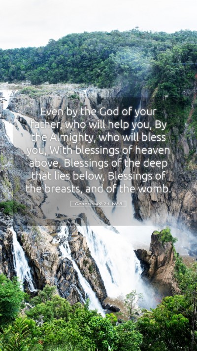 Picture 05 - Genesis 49:25 WEB Mobile Phone Wallpaper - Even by the God of your father, who will help - Mobile Bible Verse Wallpaper