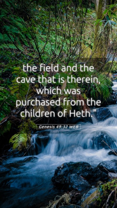 Picture 05 - Genesis 49:32 WEB Mobile Phone Wallpaper - the field and the cave that is therein, which was - Mobile Bible Verse Wallpaper