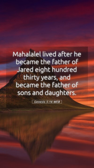 Picture 05 - Genesis 5:16 WEB Mobile Phone Wallpaper - Mahalalel lived after he became the father of - Mobile Bible Verse Wallpaper