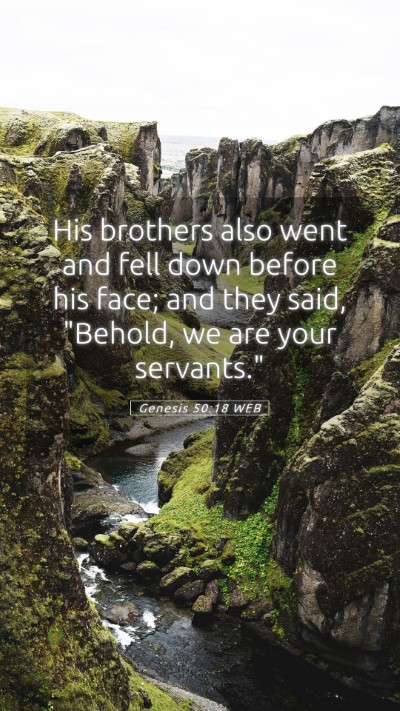 Picture 05 - Genesis 50:18 WEB Mobile Phone Wallpaper - His brothers also went and fell down before his - Mobile Bible Verse Wallpaper