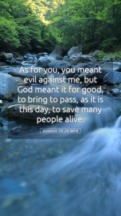 Picture 05 - Genesis 50:20 WEB Mobile Phone Wallpaper - As for you, you meant evil against me, but God - Mobile Bible Verse Wallpaper