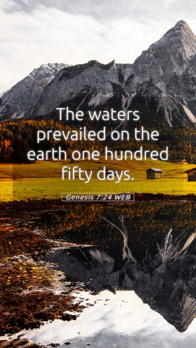 Picture 05 - Genesis 7:24 WEB Mobile Phone Wallpaper - The waters prevailed on the earth one hundred - Mobile Bible Verse Wallpaper