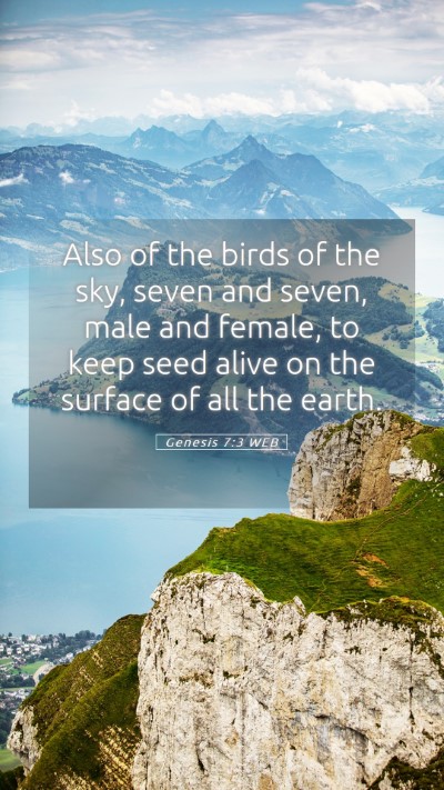 Picture 05 - Genesis 7:3 WEB Mobile Phone Wallpaper - Also of the birds of the sky, seven and seven, - Mobile Bible Verse Wallpaper