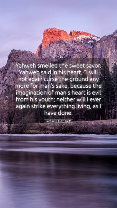 Picture 05 - Genesis 8:21 WEB Mobile Phone Wallpaper - Yahweh smelled the sweet savor. Yahweh said in - Mobile Bible Verse Wallpaper