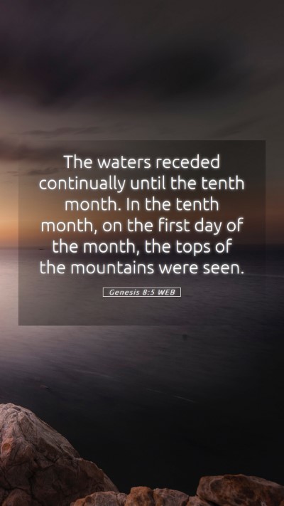 Picture 05 - Genesis 8:5 WEB Mobile Phone Wallpaper - The waters receded continually until the tenth - Mobile Bible Verse Wallpaper