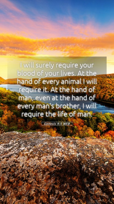 Picture 05 - Genesis 9:5 WEB Mobile Phone Wallpaper - I will surely require your blood of your lives. - Mobile Bible Verse Wallpaper