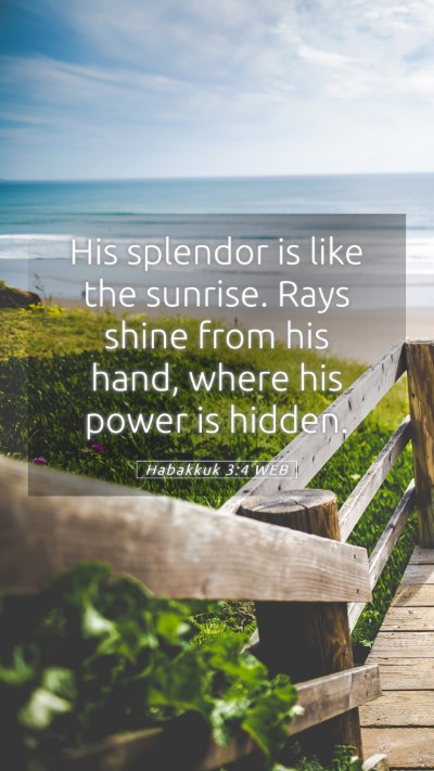 Picture 05 - Habakkuk 3:4 WEB Mobile Phone Wallpaper - His splendor is like the sunrise. Rays shine from - Mobile Bible Verse Wallpaper