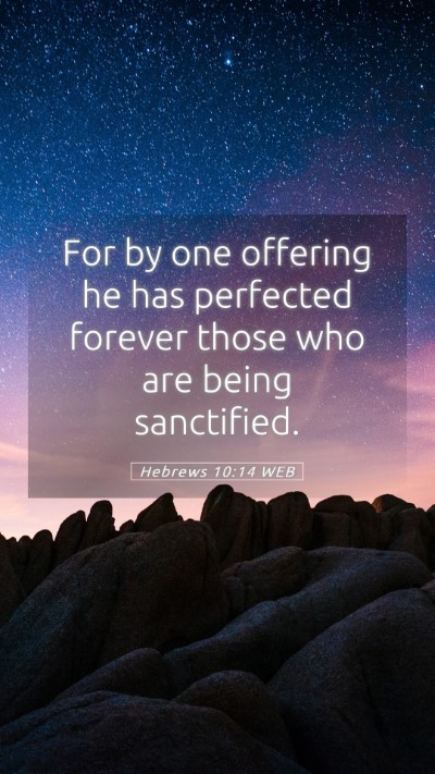 Picture 05 - Hebrews 10:14 WEB Mobile Phone Wallpaper - For by one offering he has perfected forever - Mobile Bible Verse Wallpaper