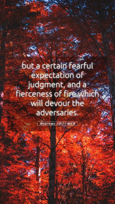 Picture 05 - Hebrews 10:27 WEB Mobile Phone Wallpaper - but a certain fearful expectation of judgment, - Mobile Bible Verse Wallpaper