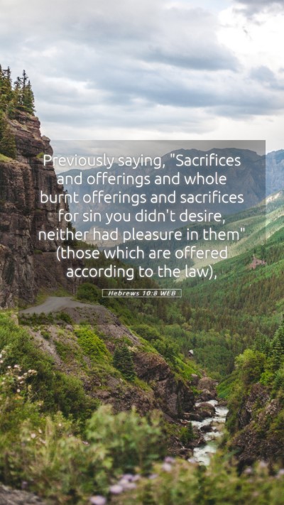 Picture 05 - Hebrews 10:8 WEB Mobile Phone Wallpaper - Previously saying, 