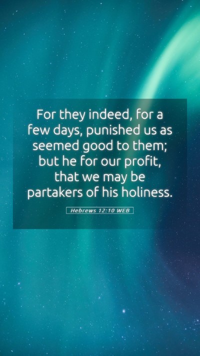 Picture 05 - Hebrews 12:10 WEB Mobile Phone Wallpaper - For they indeed, for a few days, punished us as - Mobile Bible Verse Wallpaper