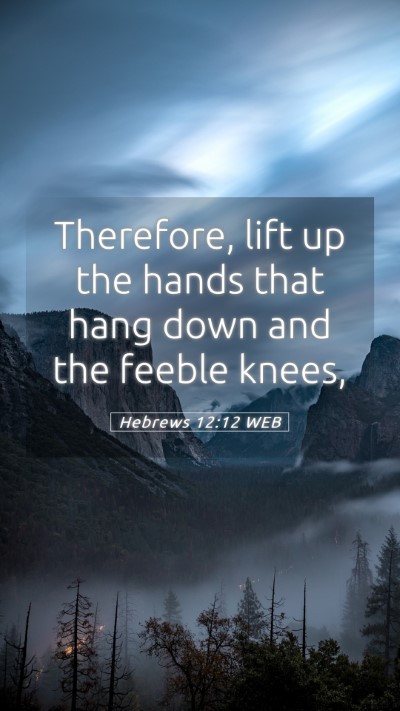 Picture 05 - Hebrews 12:12 WEB Mobile Phone Wallpaper - Therefore, lift up the hands that hang down and - Mobile Bible Verse Wallpaper